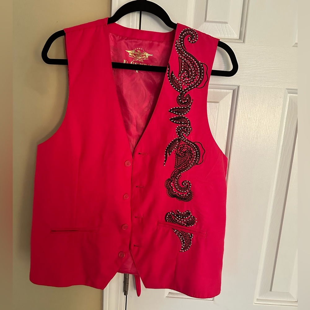 Hot pink vest with design (Vintage)